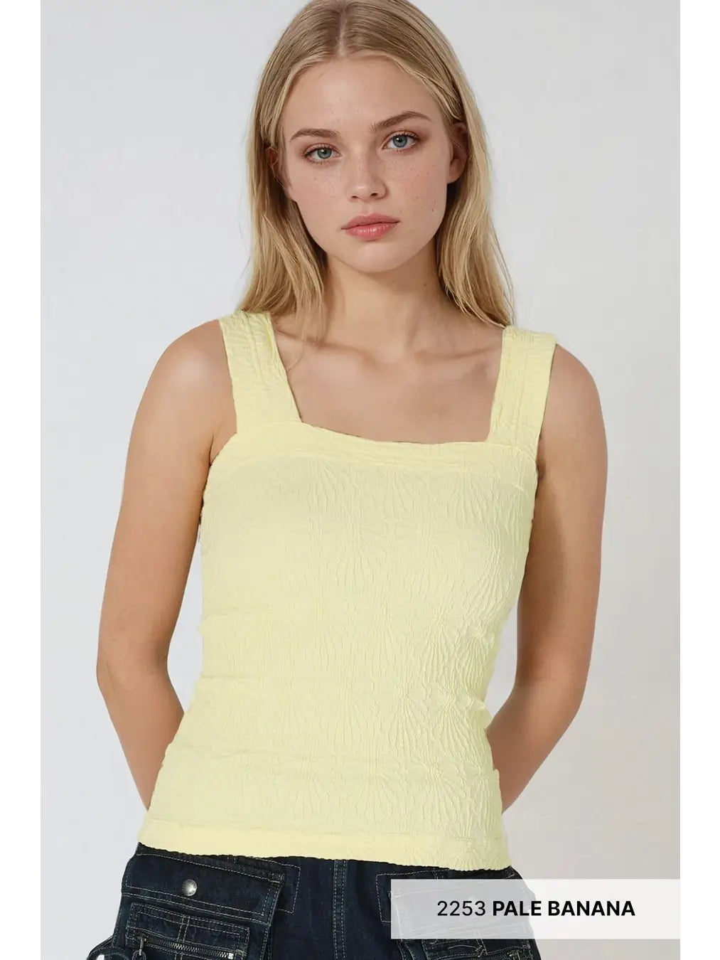 Textured Square Neck Top