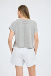 Back Seam Short Sleeve Top-Grey