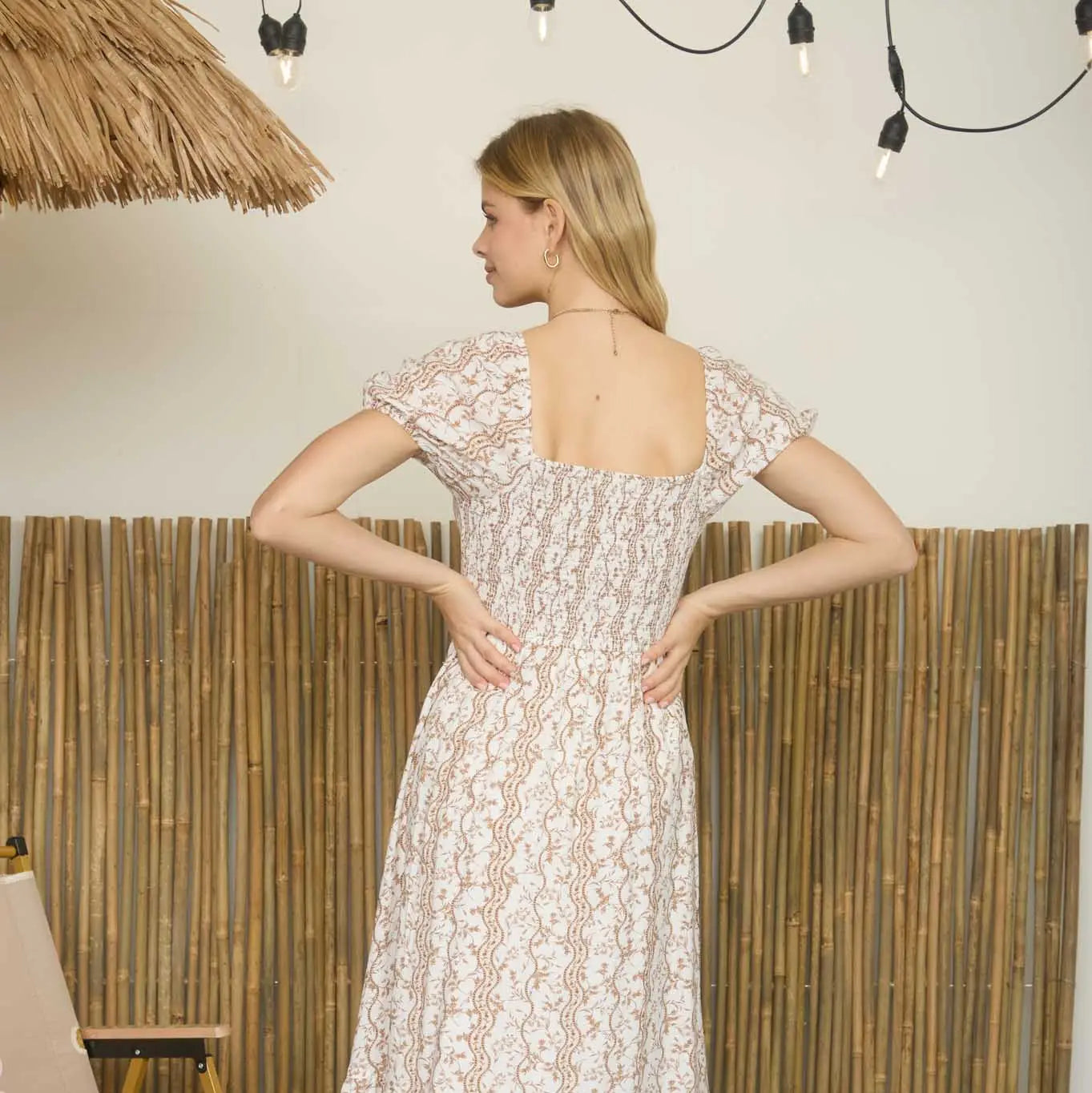 Wavy Floral Midi Dress