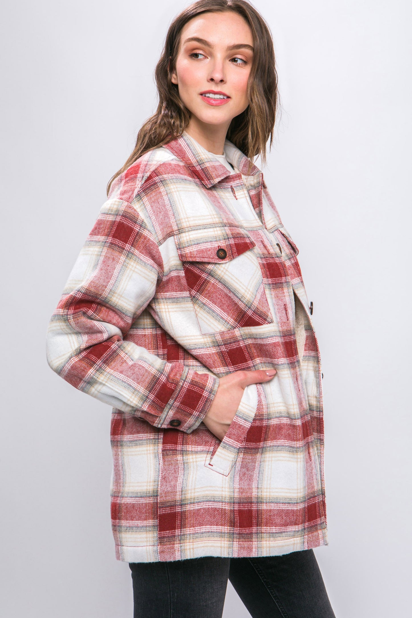 Let's Fall In Love Terra Cotta Plaid Jacket
