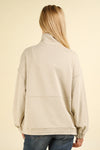 Mineral Washed Button Sweatshirt-Beige