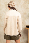 Collared Washed Henley Top-Beige