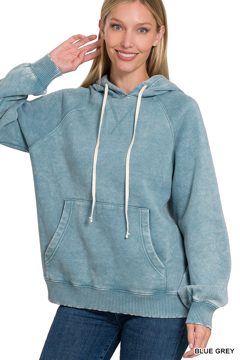 Blue Grey Fleece Hoodie