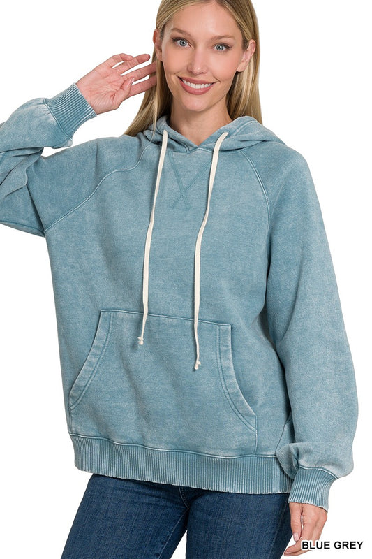 Blue Grey Fleece Hoodie