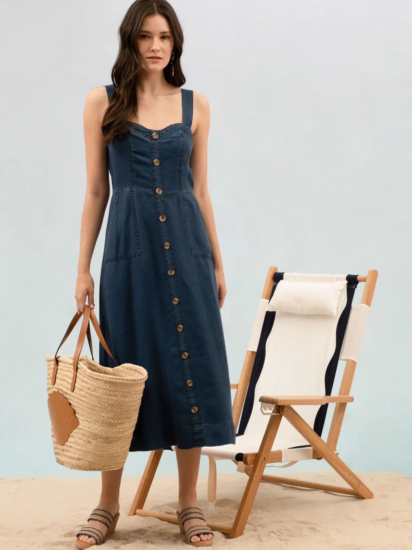 Dark Button Down Midi Dress