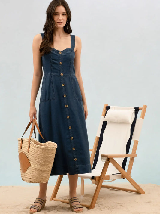 Dark Button Down Midi Dress