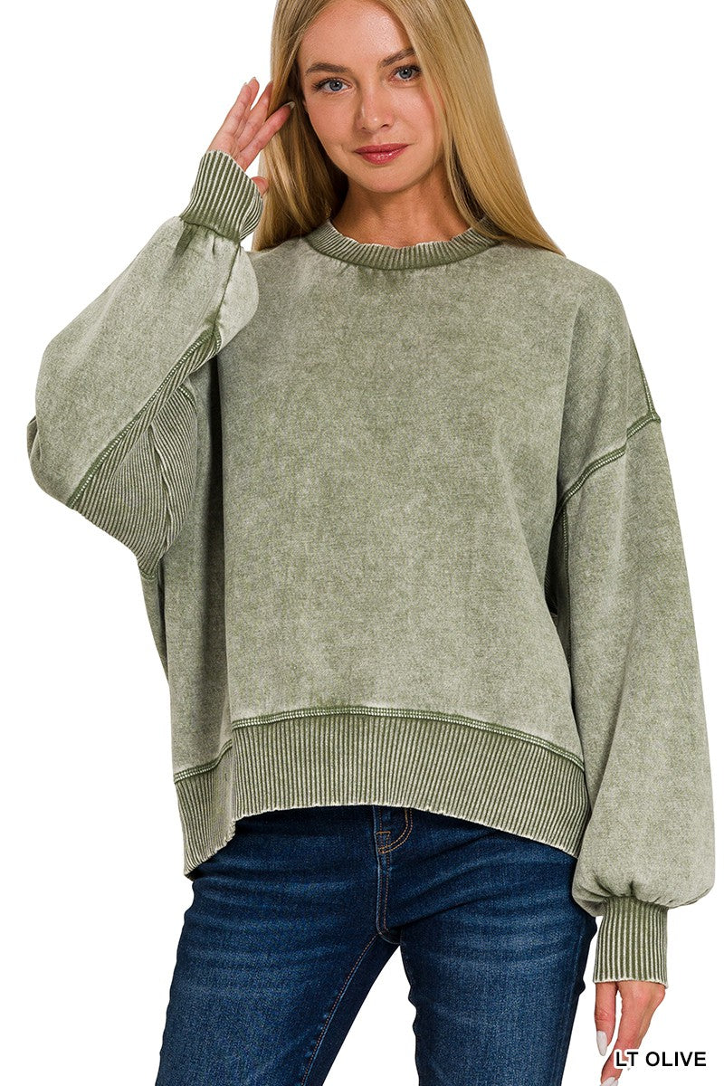 Acid Wash Fleece Pullover