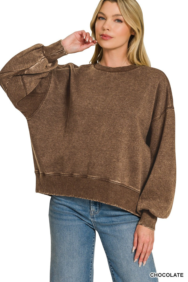 Acid Wash Fleece Pullover