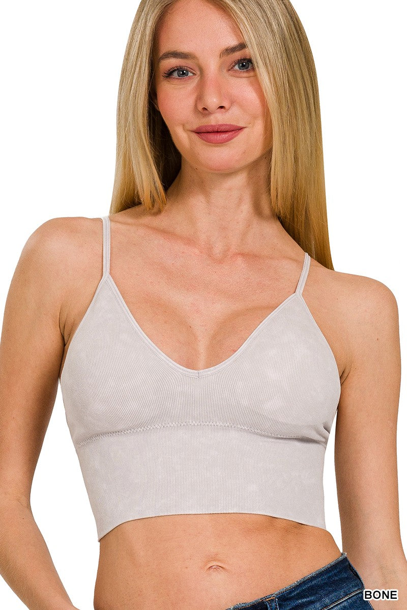 V Neck Washed Ribbed Brami