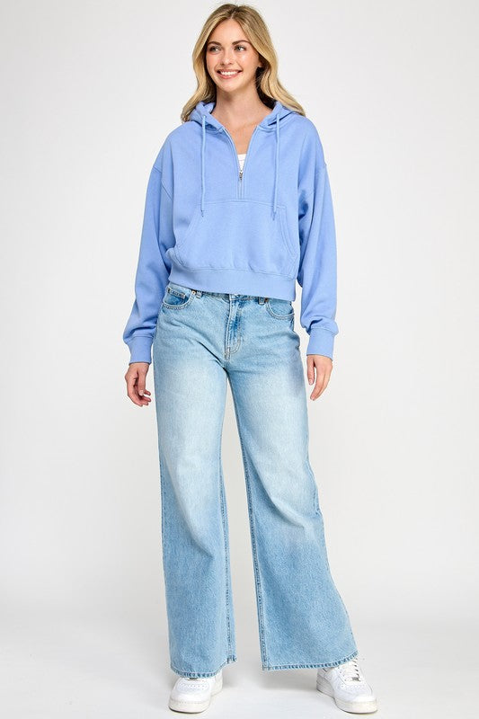 Blue Half Zip Hoodie