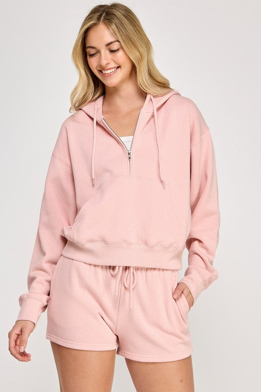 Pink Half Zip Hoodie