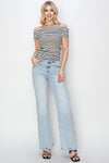 Double Button High Rise Ankle Straight Risen Denim