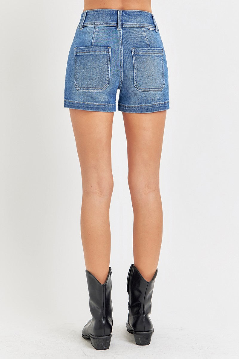 Patched Front Pocket Risen Shorts