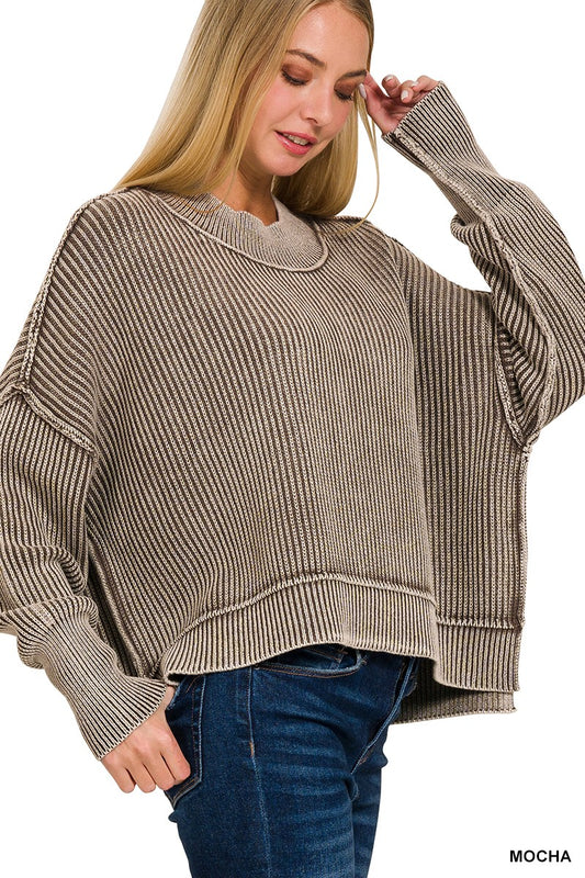 Washed Side Slit Sweater