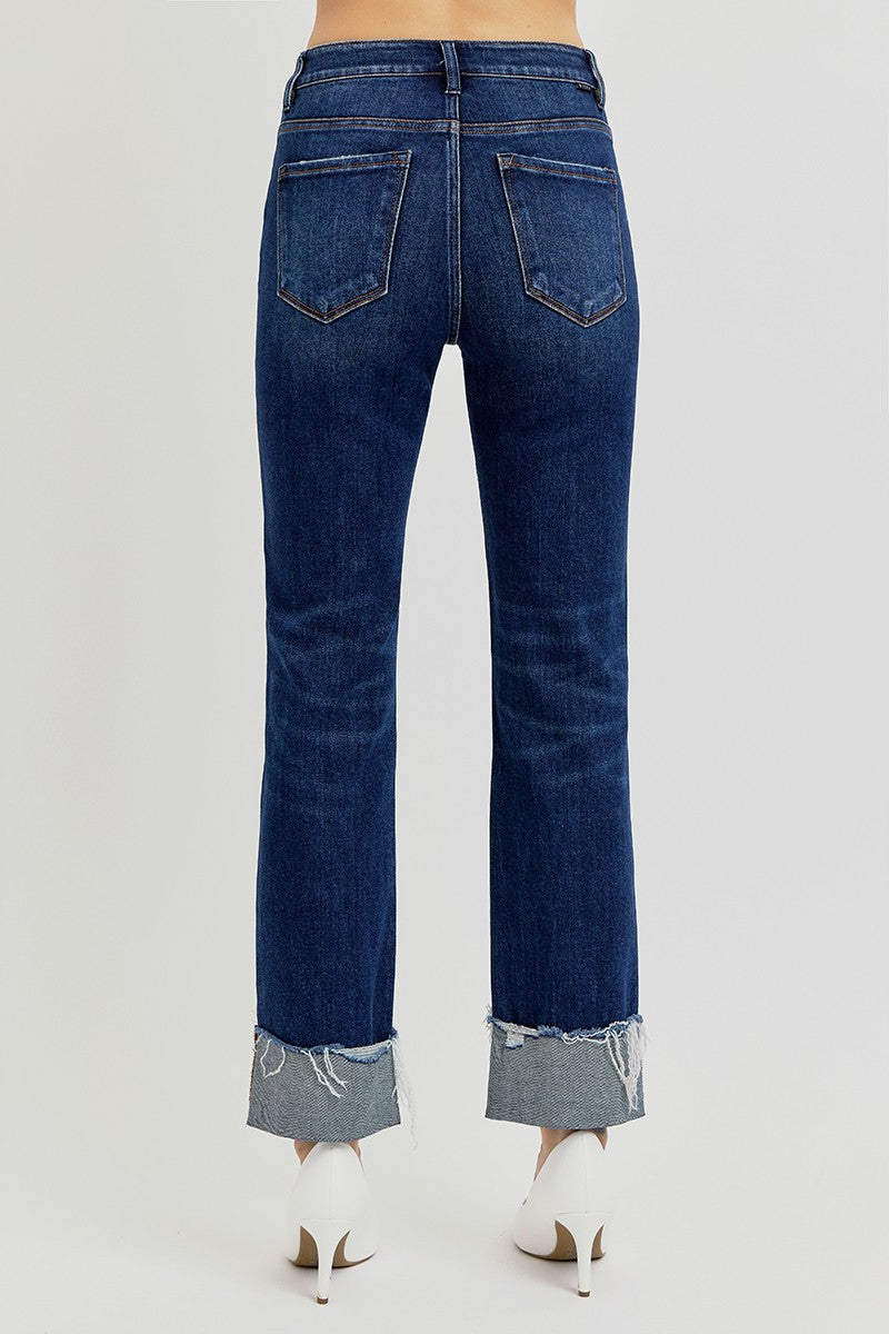 Cuffed Straight Dark Wash Risen Denim