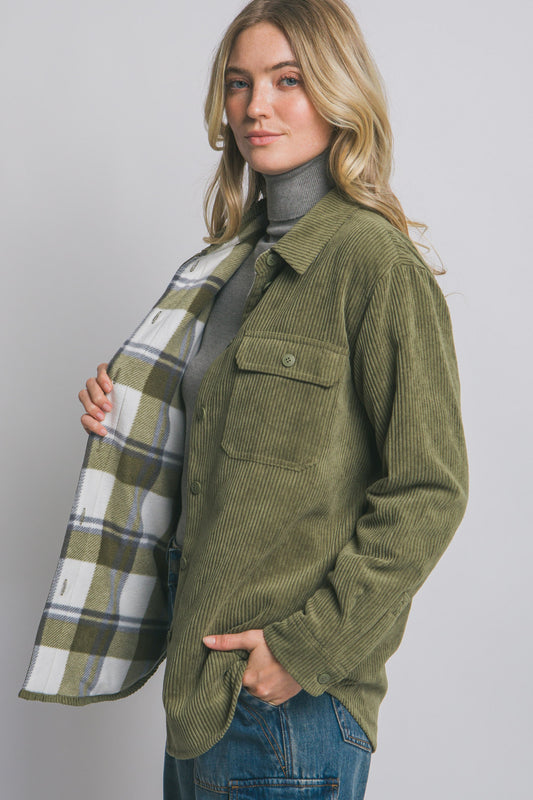 Corduroy Reversible Button Down Jacket