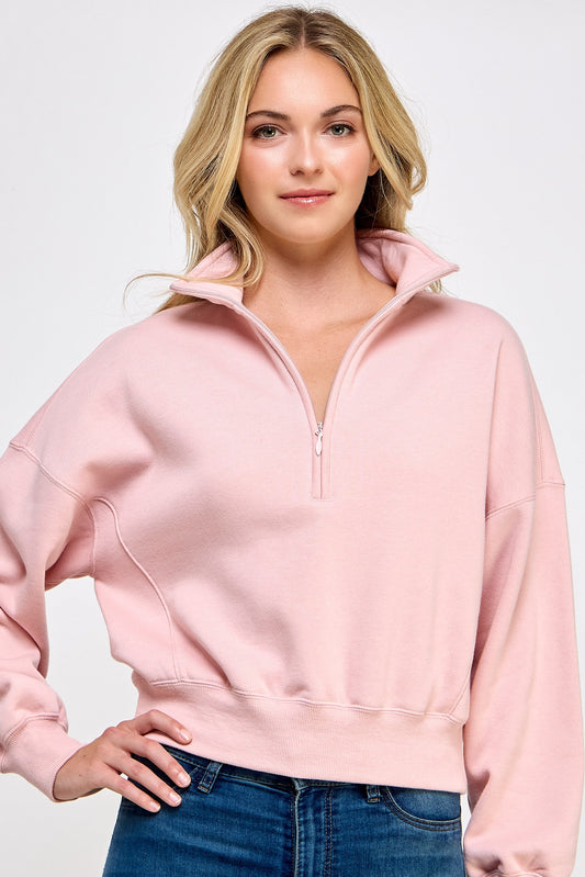 Pink Half Zip Pullover