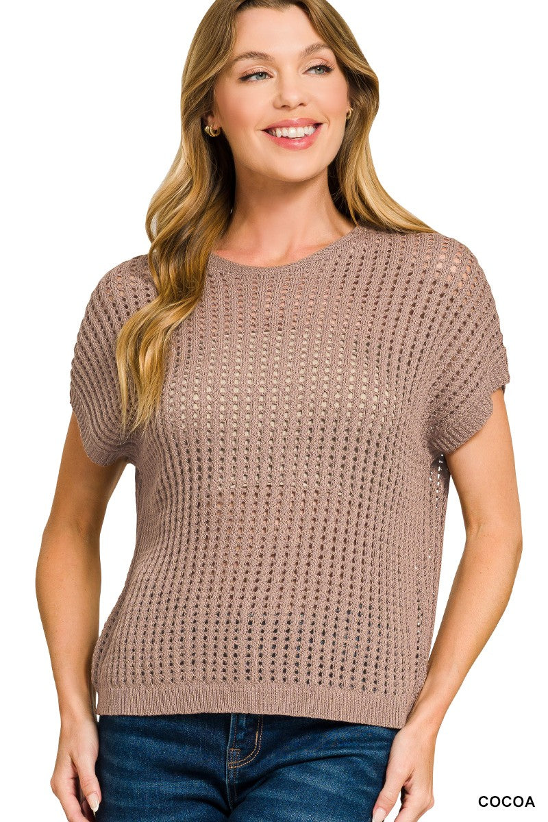 Sheer Knit Hollow Sweater