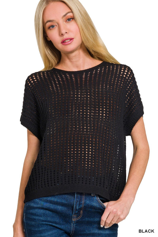 Black Sheer Hollow Sweater