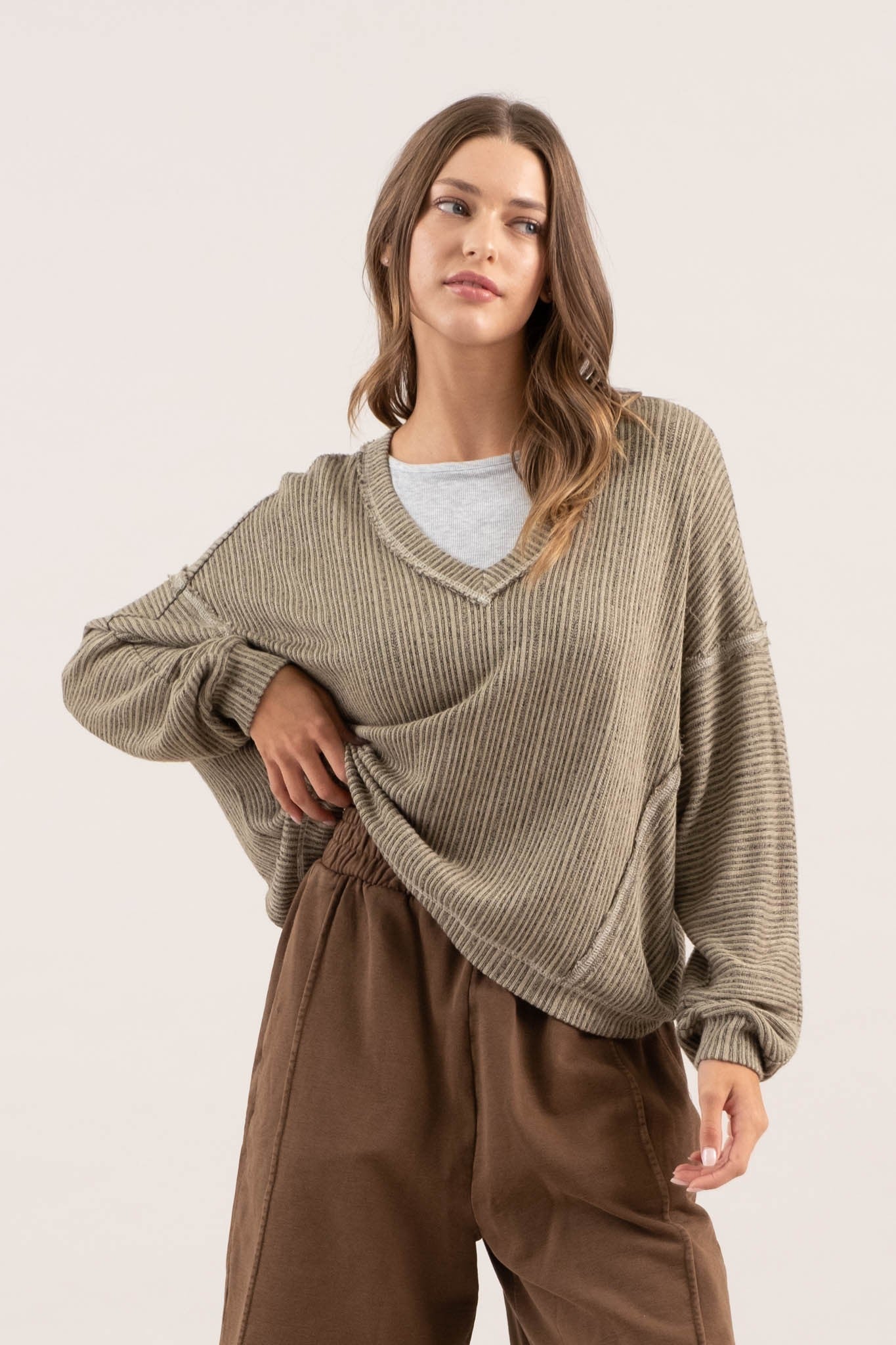 Striped Drop Shoulder