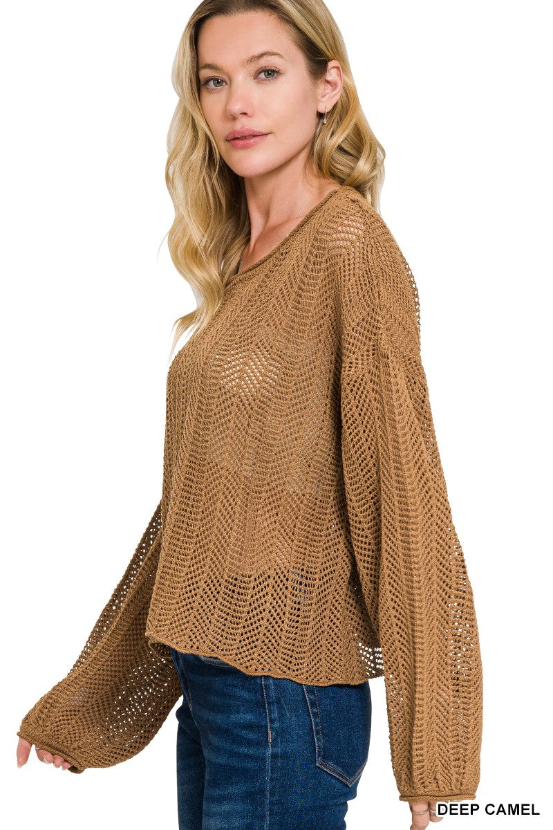 Hollow Out Long Sleeve Sweater