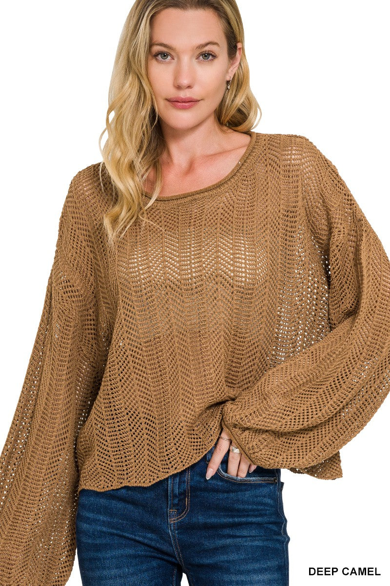 Hollow Out Long Sleeve Sweater