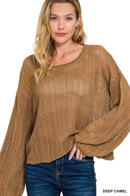 Hollow Out Long Sleeve Sweater