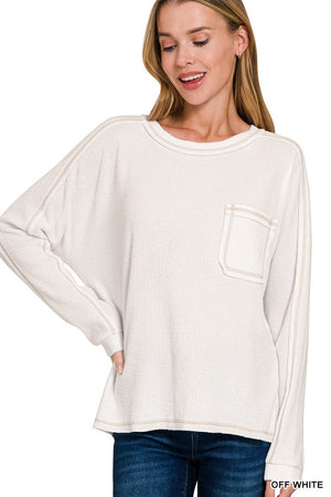 Brushed Pocket Sweater-Ivory