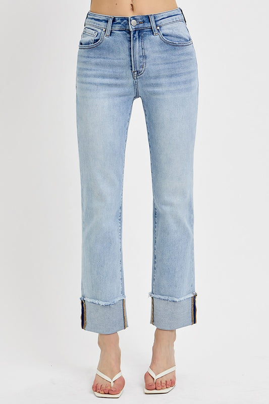 Light Wash Straight Relaxed Risen Jeans