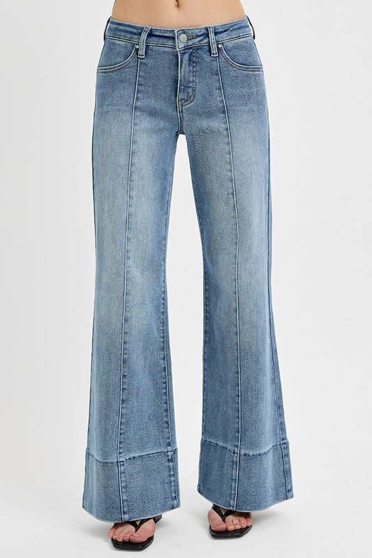 Medium Mid Rise Wide Risen Flare Jeans