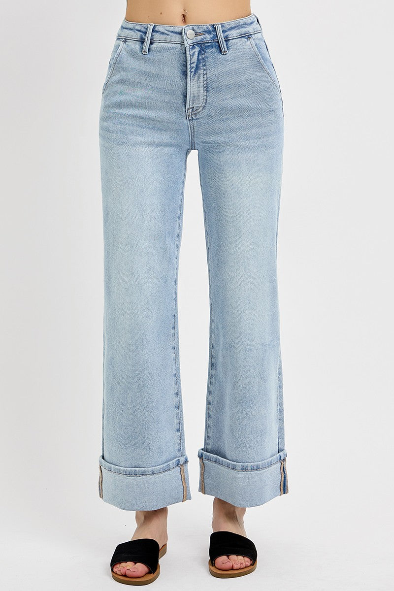 High Rise Ankle Cuff Risen Jeans