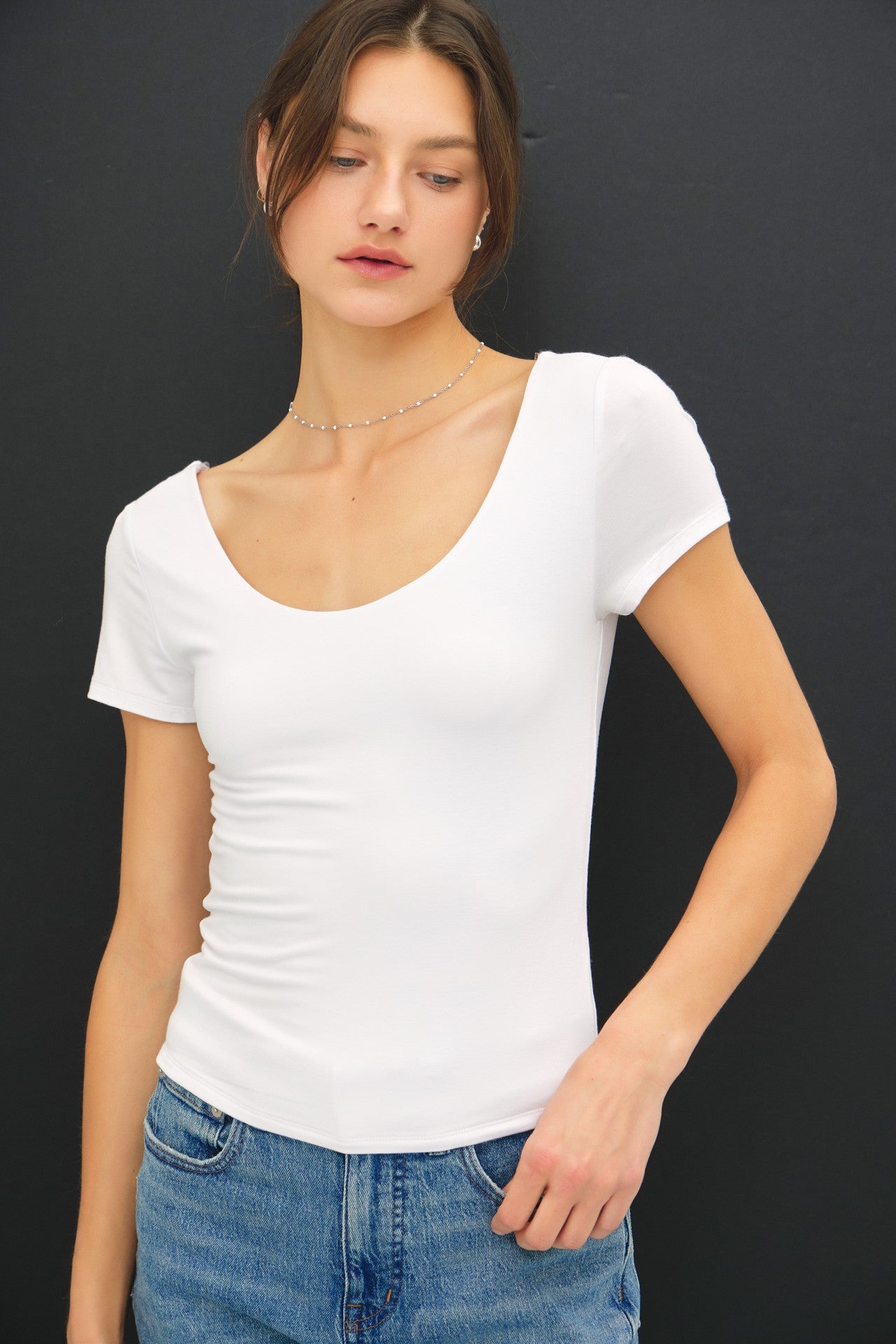 Double Lined Scoop Neck Tee