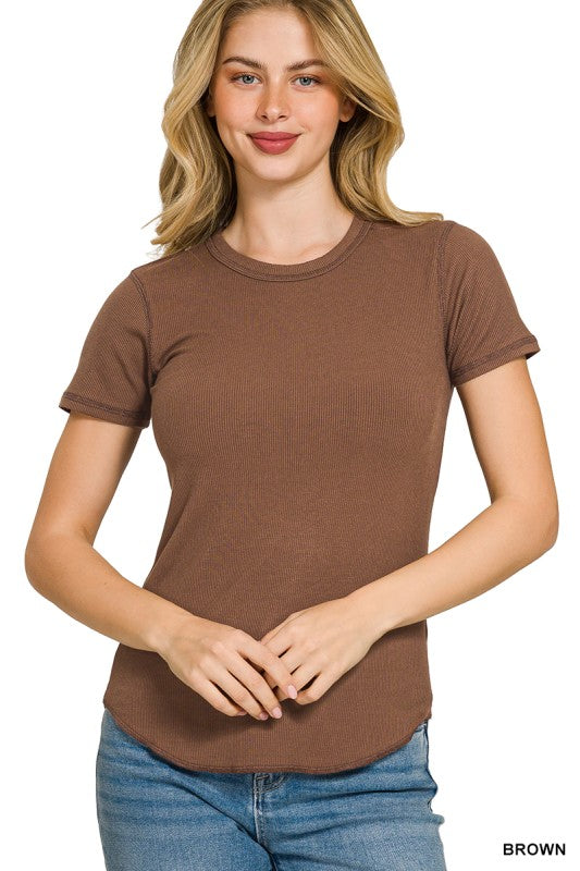 Ribbed Round Neck Tee
