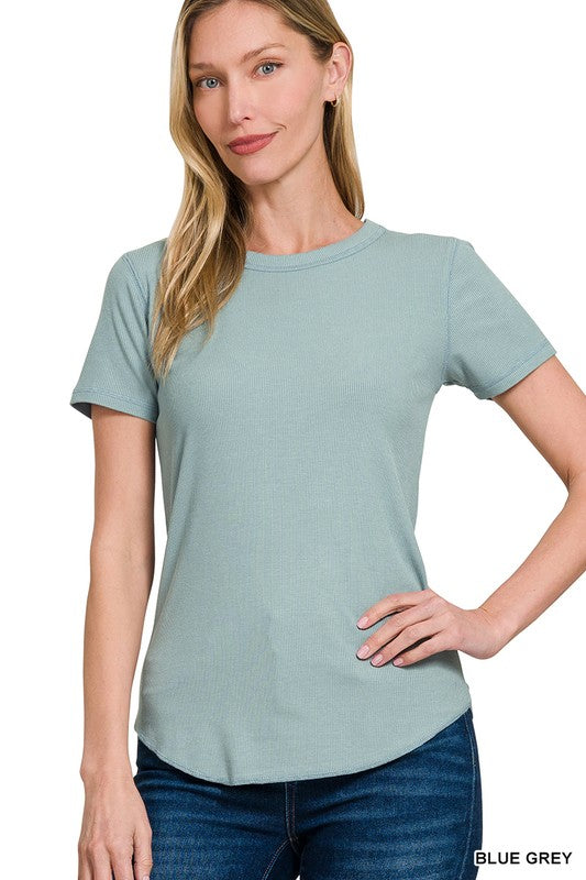 Ribbed Round Neck Tee