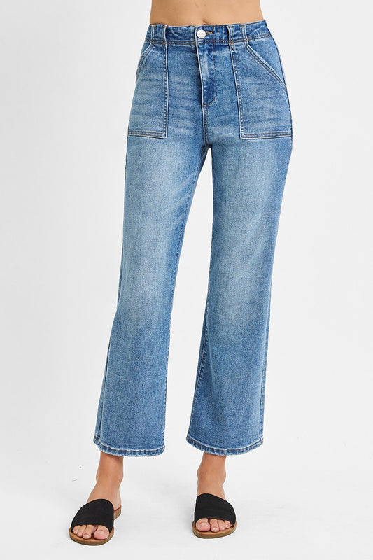 Ankle Flare Patch Pocket Risen Jeans