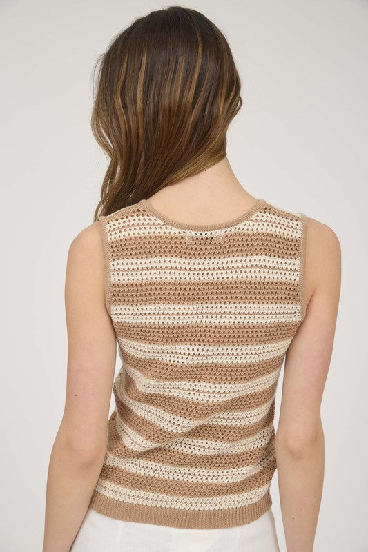 Stripe Front Tie Pullover