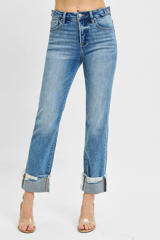 High Rise Crop Straight Risen Denim