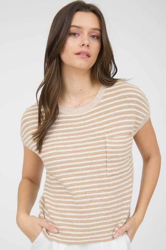Stripe Pocket Detail Top