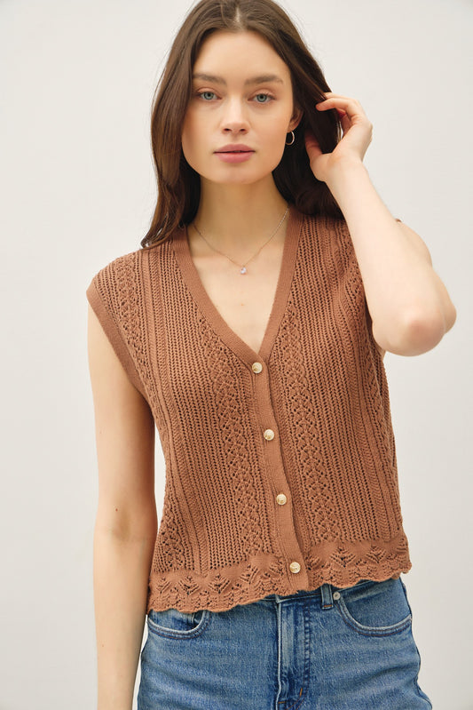 Clay Crochet Knit Tank