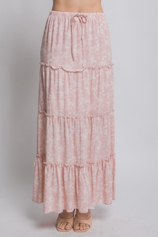 Pink Print Maxi Skirt