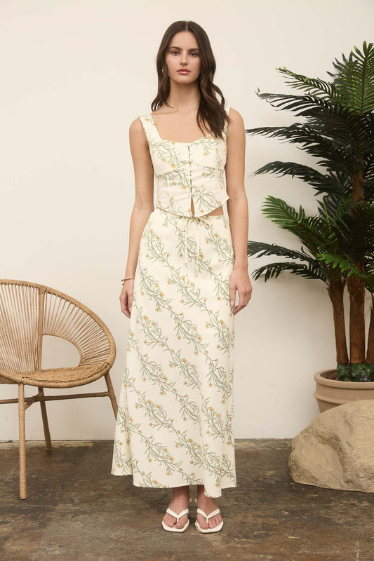 Floral Corset Top and Skirt Set