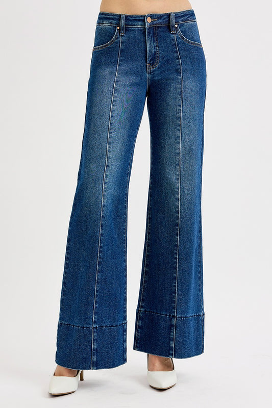 Mid Rise Wide Flare Risen Jeans