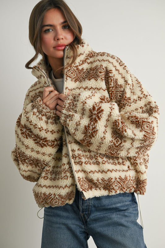 Fuzzy Fleece Zip Up Jacket