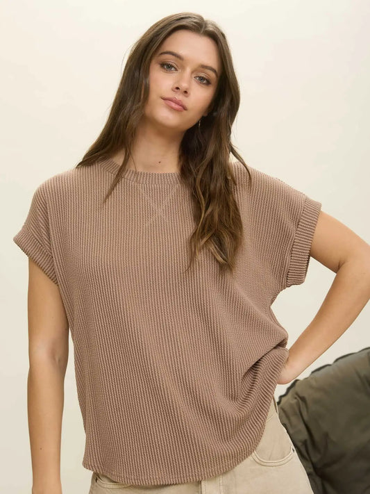 Ribbed Cuff Sleeve Top