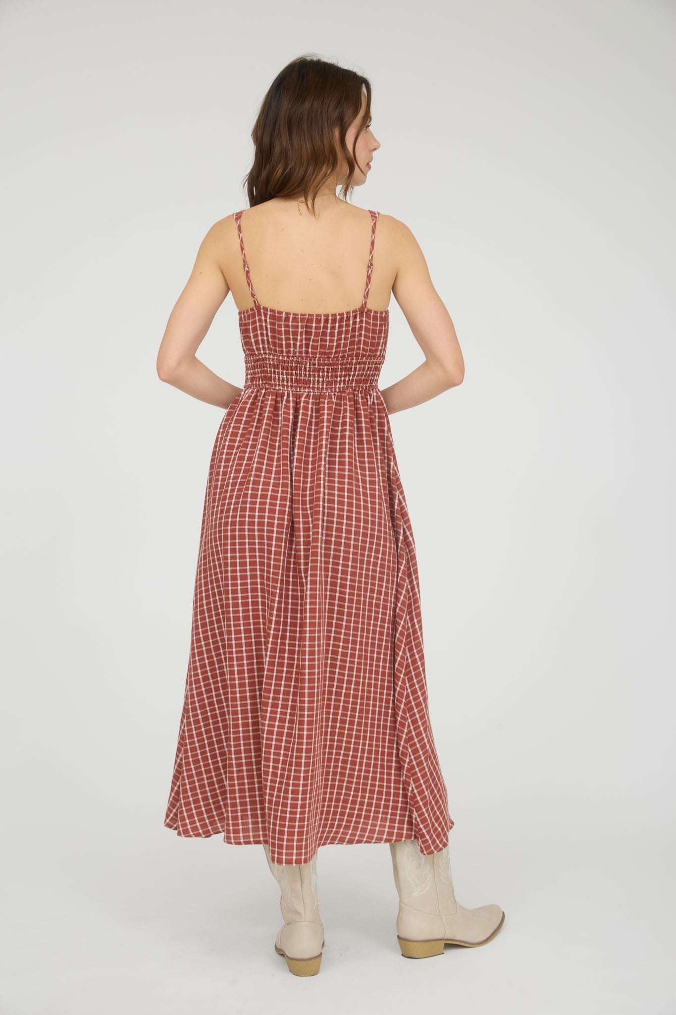 Plaid Corset Midi Dress