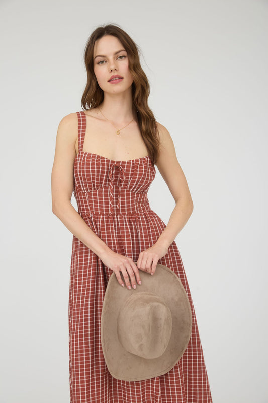Plaid Corset Midi Dress