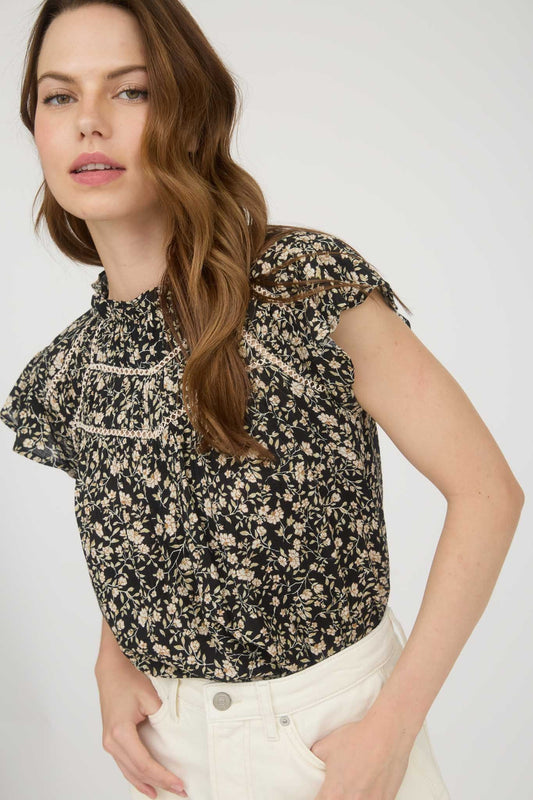 Floral Ruffle Short Sleeve Top