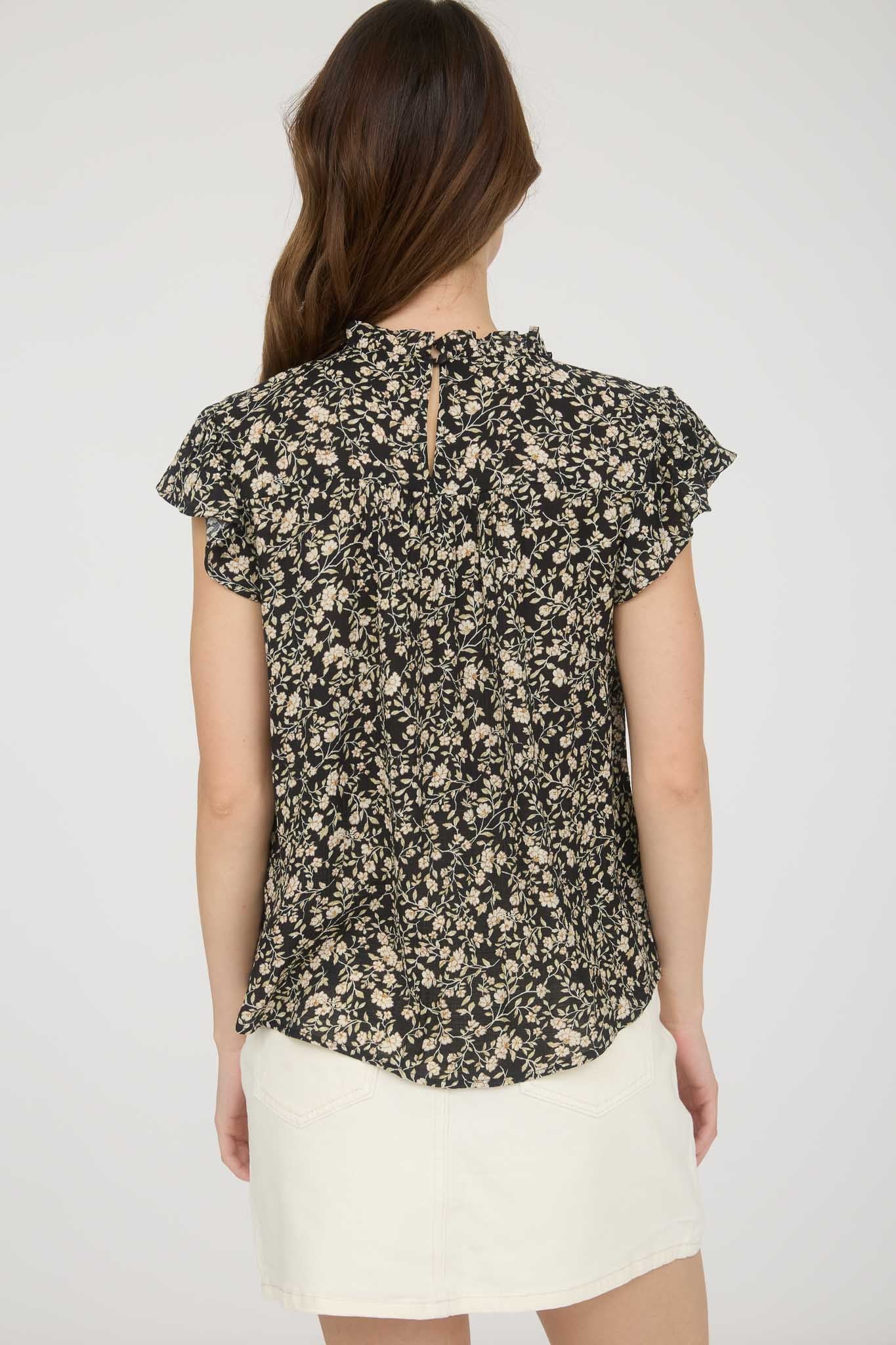Floral Ruffle Short Sleeve Top