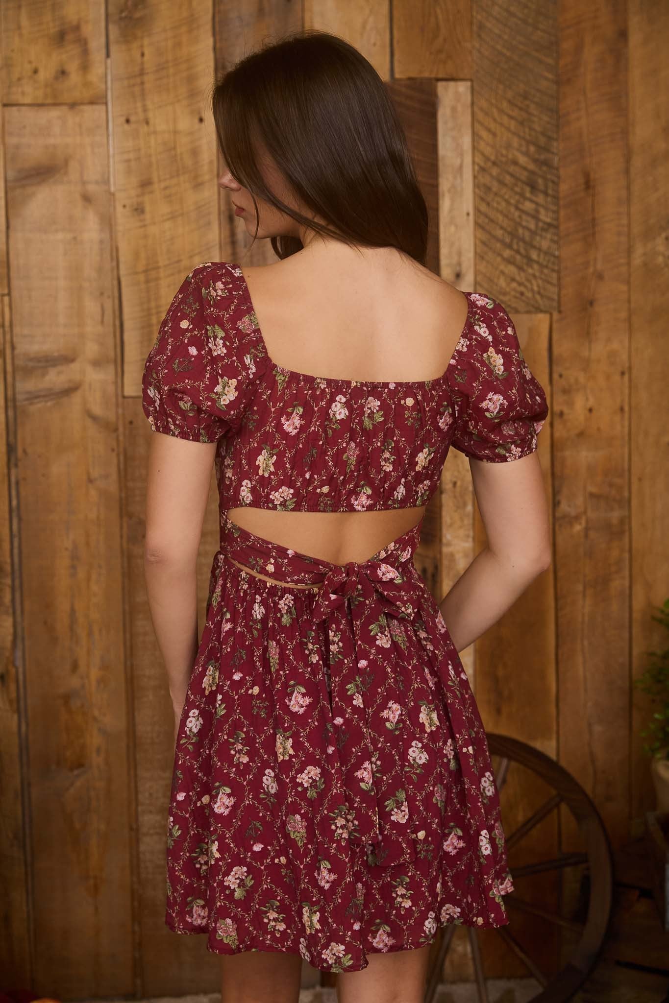 Floral Back Tie Mini Dress