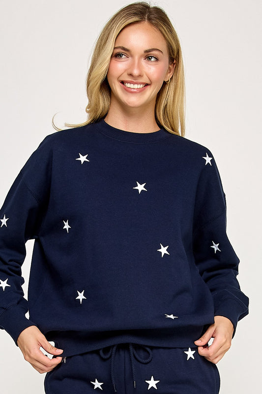 Fleece Star Print Pullover